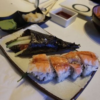 One Piece Sushi - Spicy tuna handroll and hamachi roll with shrimp - Japanese Near Me - Millbrae, California One Piece Sushi - Spicy tuna handroll and hamachi roll with shrimp - Japanese Near Me - Millbrae, California