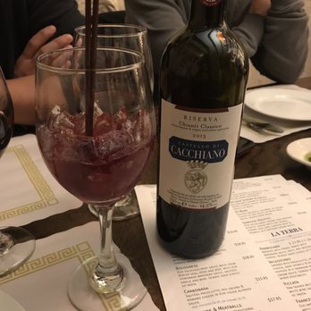 Antique Table - Red Sangria and Bottle of Chianti - Italian Near Me - Lynn, Massachusetts