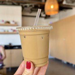 Iced flat white with oat milk
