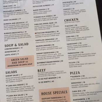 Cara Mia - Menu - Italian Near Me - Rancho Cucamonga, California