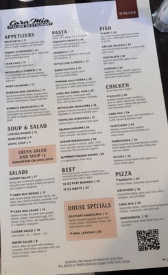 Menu photo 5 Cara Mia Rancho Cucamonga, CA