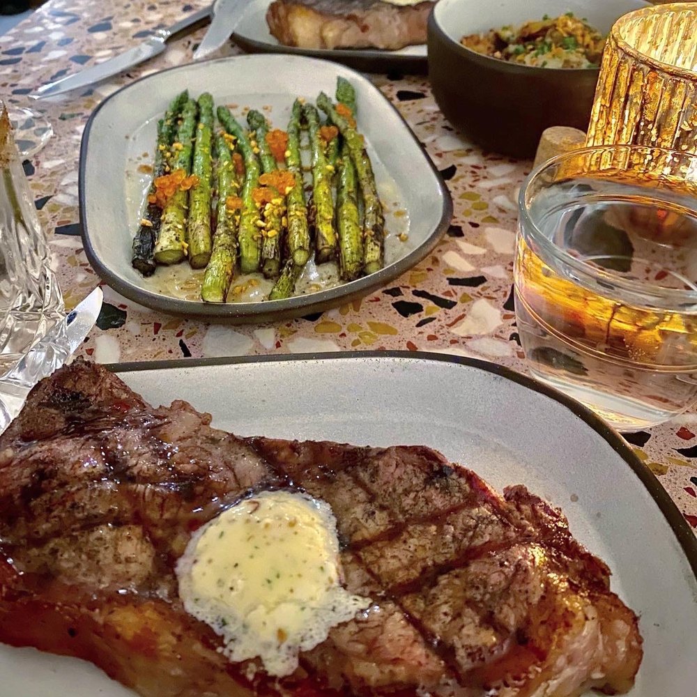 Vestal Restaurant - 12 oz. NY Strip, Asparagus, Duck Fat Potatoes - Cocktail Bars Near Me - Lafayette, Louisiana Vestal Restaurant - 12 oz. NY Strip, Asparagus, Duck Fat Potatoes - Cocktail Bars Near Me - Lafayette, Louisiana