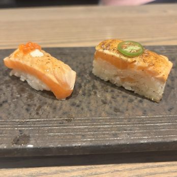 Temaki Den - Salmon Belly w/ creme fraiche and smoked trout roe - Sushi Bars Near Me - Denver, Colorado Temaki Den - Salmon Belly w/ creme fraiche and smoked trout roe - Sushi Bars Near Me - Denver, Colorado