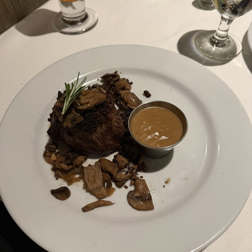 Steve Fields - Wild Mushroom Coated Filet with peppercorn sauce - Steakhouses Near Me - Plano, Texas Steve Fields - Wild Mushroom Coated Filet with peppercorn sauce - Steakhouses Near Me - Plano, Texas