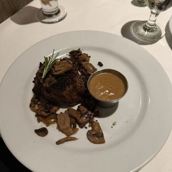 Steve Fields - Wild Mushroom Coated Filet with peppercorn sauce - Steakhouses Near Me - Plano, Texas Steve Fields - Wild Mushroom Coated Filet with peppercorn sauce - Steakhouses Near Me - Plano, Texas