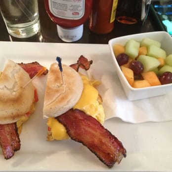 Syrup Downtown - Breakfast sandwich with gluten free English muffin and maple pepper bacon - Breakfast & Brunch Near Me - Denver, Colorado