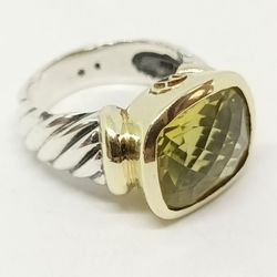 Jewelry & Coin Mart - David Yurman 14k & Sterling Silver Lemon Citrine Noblesse Ring Size 7.5