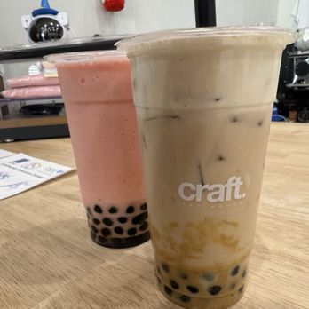 Craft Tea House - Banana Pudding boba Strawberry banana with boba - Bubble Tea Near Me - Panorama, California