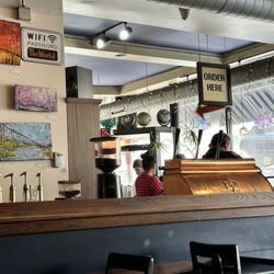 Gypsy Beans and Baking Company - A cute coffee shop with a copper espresso machine