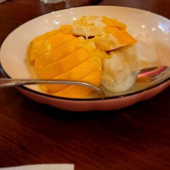 Zabb PuTawn - Khao Niao Ma Muang or mango sticky rice (12$.) Very good. Not overly sweet. - Thai Near Me - New York, New York Zabb PuTawn - Khao Niao Ma Muang or mango sticky rice (12$.) Very good. Not overly sweet. - Thai Near Me - New York, New York