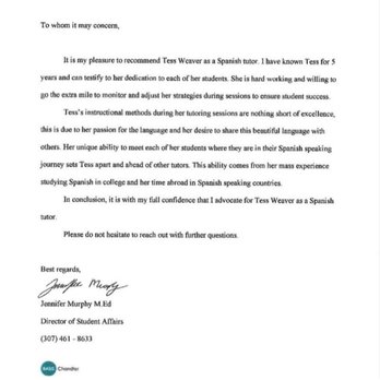 Tess Weaver Spanish Tutoring - Recommendation from the director of student affairs - Private Tutors Near Me Tess Weaver Spanish Tutoring - Recommendation from the director of student affairs - Private Tutors Near Me