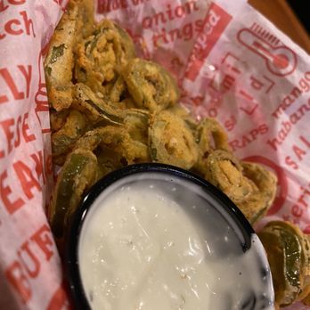 Jefferson's - a basket of fried pickles and dip - Burgers Near Me - Scottsboro, Alabama