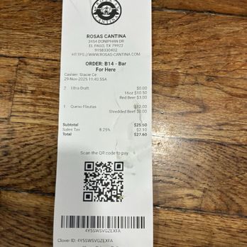 Rosa's Cantina - The Bill... not bad... - Mexican Near Me - El Paso, Texas Rosa's Cantina - The Bill... not bad... - Mexican Near Me - El Paso, Texas