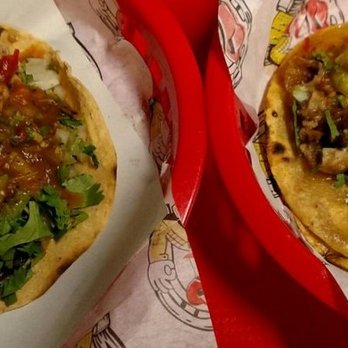 Taconazo - Suadero (left) and carne asada tacos - Mexican Near Me - Madero, BCN Taconazo - Suadero (left) and carne asada tacos - Mexican Near Me - Madero, BCN