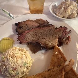 Ray's At The Bank - Biscuit platter with corn bread salad and macaroni and sweet tea