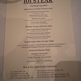 101 Steak - Thanksgiving menu - Seafood Near Me - Atlanta, Georgia 101 Steak - Thanksgiving menu - Seafood Near Me - Atlanta, Georgia