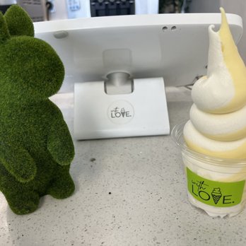 With Love, - Milk/pineapple swirl. Cute color changing spoons. - Ice Cream & Frozen Yogurt Near Me - San Gabriel, California
