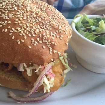 BALEEN Naples - Crispy Grouper Sandwich with sesame seed challah bun and caper jicama slaw. - Seafood Near Me - Naples, Florida
