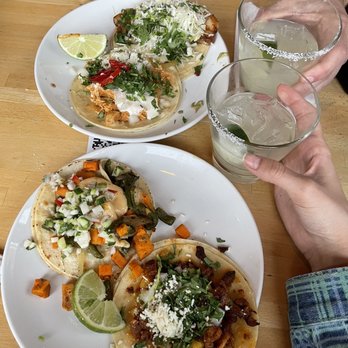 Sancho - From top to bottom: pork belly, chicken tinga, sweet potato, al pastor - Tacos Near Me - Breckenridge, Colorado