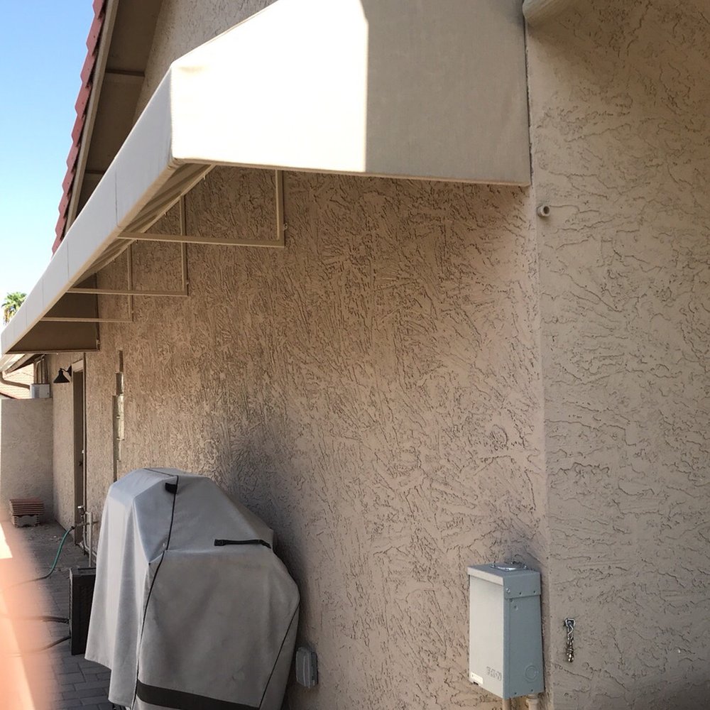 The Outside Shade Company - Full length shot of the awning. - Shades & Blinds Near Me