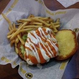 The buffalo chicken burger looked good but one of my bites had a tendon or knot in it. Which ruined the whole burger. A tenderizer people! The buffalo chicken burger looked good but one of my bites had a tendon or knot in it. Which ruined the whole burger. A tenderizer people!