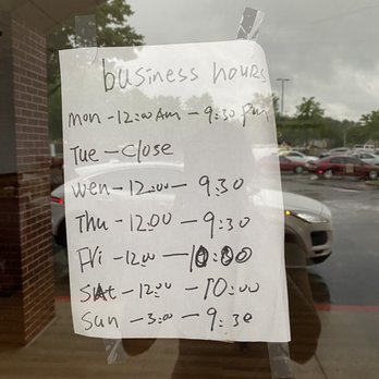 China Great Wall - Since their hours are posted incorrectly everywhere else and I just wasted a trip over there, I figured I'd post a picture for them. - Chinese Near Me - Marietta, Georgia China Great Wall - Since their hours are posted incorrectly everywhere else and I just wasted a trip over there, I figured I'd post a picture for them. - Chinese Near Me - Marietta, Georgia