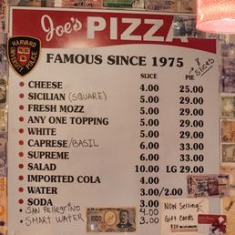 Menu as of November 2025