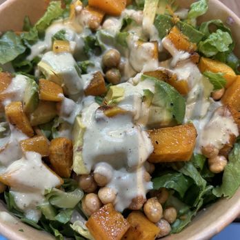 Salad House - Salad with avocado, roasted chickpeas, roasted sweet potatoes, avocado-based dressing. - Salad Near Me - Westfield, New Jersey Salad House - Salad with avocado, roasted chickpeas, roasted sweet potatoes, avocado-based dressing. - Salad Near Me - Westfield, New Jersey