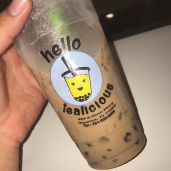 Hello Tealicious - Chocolate milk tea with tapioca and crystal boba. - Coffee & Tea Near Me - Houston, Texas Hello Tealicious - Chocolate milk tea with tapioca and crystal boba. - Coffee & Tea Near Me - Houston, Texas