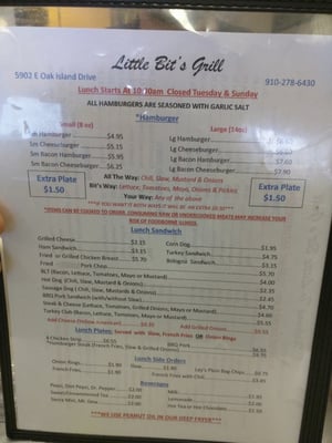 Menu photo 4 Little Bit's Grill Oak Island, NC