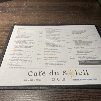 Cafe Du Soleil - Menu - Coffee & Tea Near Me - Alexandria, Virginia