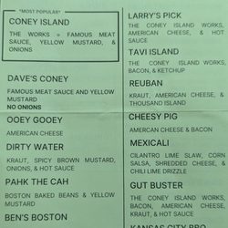 Nikki's Dog House - List of the standard specialty dogs