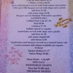 Point On Main - Our menu