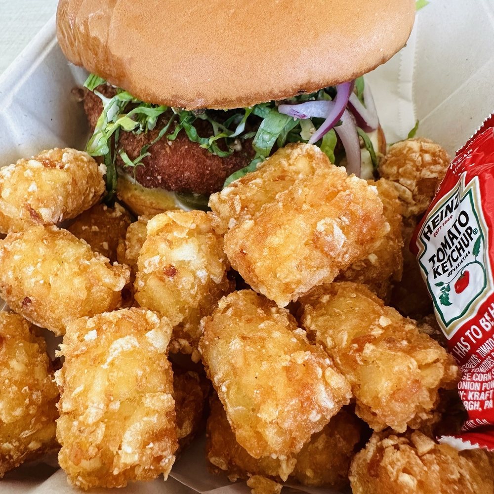 Bopomofo Cafe - Honey walnut shrimp burger with tots - Bubble Tea Near Me - San Gabriel, California Bopomofo Cafe - Honey walnut shrimp burger with tots - Bubble Tea Near Me - San Gabriel, California