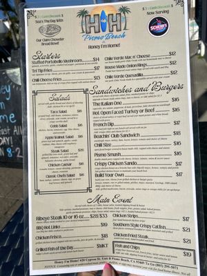 Menu photo 1 Honey I'm Home Pismo Beach, CA Menu photo 1 Honey I'm Home Pismo Beach, CA