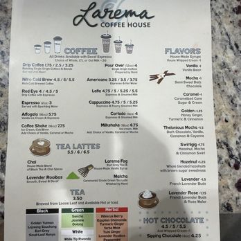 Larema Coffee House -Wilson - Drink Menu - Coffee & Tea Near Me - Wilson, North Carolina Larema Coffee House -Wilson - Drink Menu - Coffee & Tea Near Me - Wilson, North Carolina