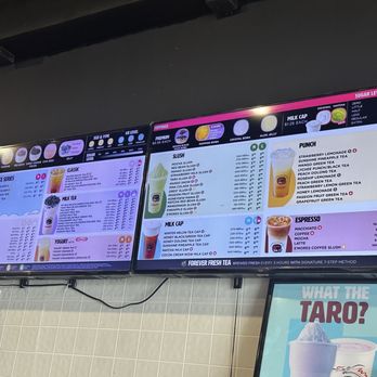 Kung Fu Tea - The larger menu behind the register as you walk in. - Bubble Tea Near Me - Bloomington, Indiana