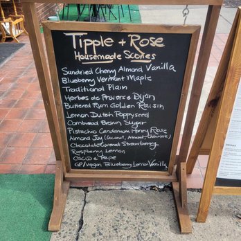 Tipple + Rose Tea Parlor - Sign of available scones 10 min after opening. (Not all scones were available) - Tea Rooms Near Me - Princeton, New Jersey Tipple + Rose Tea Parlor - Sign of available scones 10 min after opening. (Not all scones were available) - Tea Rooms Near Me - Princeton, New Jersey