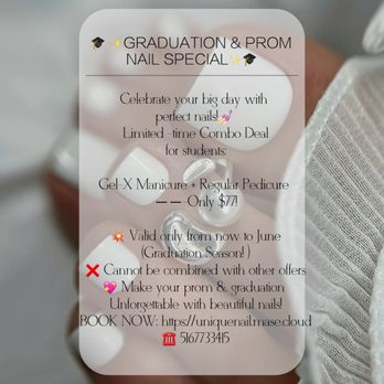 Unique Nail & Spa - Graduation and Prom nail special Don't wait Book Now : https://uniquenail.mase.cloud - Nail Salons Near Me - Great Neck, New York Unique Nail & Spa - Graduation and Prom nail special Don't wait Book Now : https://uniquenail.mase.cloud - Nail Salons Near Me - Great Neck, New York