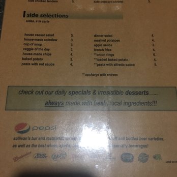 Sullivans Bar and Restaurant - Menu - Bars Near Me - Somerset, Pennsylvania Sullivans Bar and Restaurant - Menu - Bars Near Me - Somerset, Pennsylvania