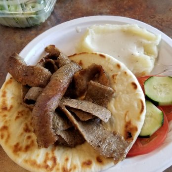 Tex's Star Grill - Gyro with side salad and mashed potatoes and gravy! - Burgers Near Me - Watauga, Texas