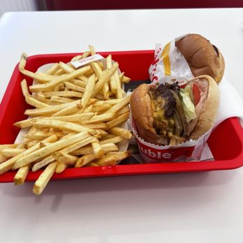 In-N-Out Burger - Lunch for two. Double Cheeseburger and a Single Cheeseburger with two orders of fries. - Burgers Near Me - Lemon Grove, California In-N-Out Burger - Lunch for two. Double Cheeseburger and a Single Cheeseburger with two orders of fries. - Burgers Near Me - Lemon Grove, California
