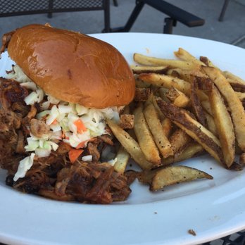 Parlor City Pub and Eatery - Memphis sandwich with homemade fries-can you see the salt on the fries? Too much - Pubs Near Me - Cedar Rapids, Iowa