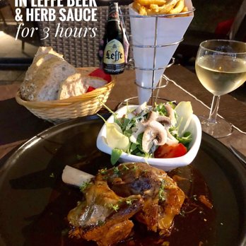 Le Chou de Bruxelles - Lamb Shank Slow cooked in Leffe Beer & Herb sauce for 3 hours. - Belgian Near Me - Brussels, BRU Le Chou de Bruxelles - Lamb Shank Slow cooked in Leffe Beer & Herb sauce for 3 hours. - Belgian Near Me - Brussels, BRU