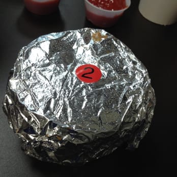 Five Guys - 9/29/13. Burger wrapped in foil - Burgers Near Me - San Jose, California