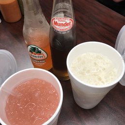 Horchata, watermelon, Jarritos Mandarin and Mundet Apple soda. There's a convenience store with tons of choices. Horchata, watermelon, Jarritos Mandarin and Mundet Apple soda. There's a convenience store with tons of choices.
