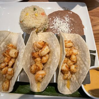 Gloria's Latin Cuisine - Shrimp tacos! To be honest the best tasting thing on the plate is the sauce. - Tex-Mex Near Me - Prosper, Texas Gloria's Latin Cuisine - Shrimp tacos! To be honest the best tasting thing on the plate is the sauce. - Tex-Mex Near Me - Prosper, Texas