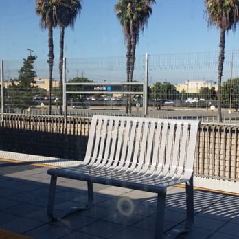 Artesia Station - Metro A Blue Line - Clean new bench I like these - Public Transportation Near Me - Compton, California