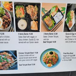 K Food Court - Veggie, chicken, and beef rice dishes