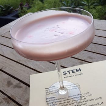 Stem Kitchen & Garden - Tradewind: spiced rum, pomegranate juice, lime, egg white | $12 - New American Near Me - San Francisco, California Stem Kitchen & Garden - Tradewind: spiced rum, pomegranate juice, lime, egg white | $12 - New American Near Me - San Francisco, California
